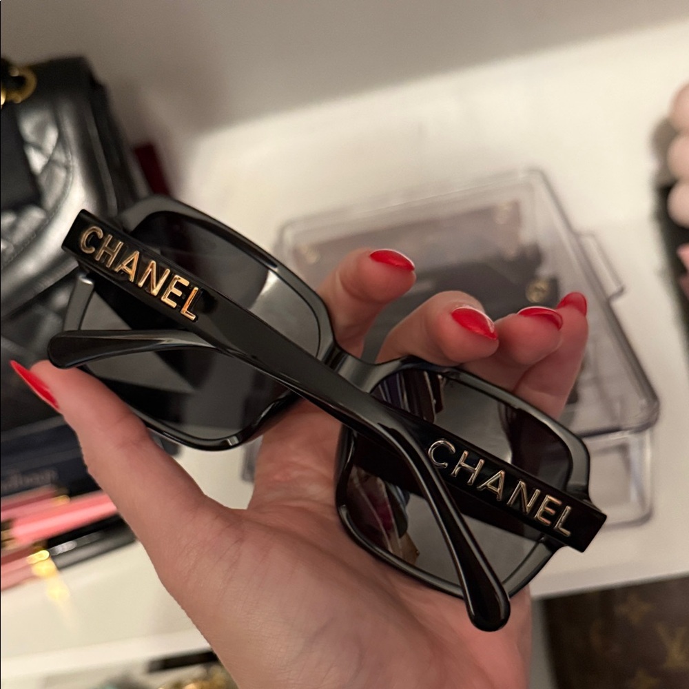 BLACK FRIDAY SALE: CHANEL Black and Gold Sunglasses - Picture 3 of 7